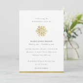 Elegante Gold Foil Snowflake Memorial Service Kaar Bedankkaart (Staand voorkant)