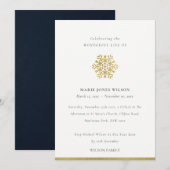 Elegante Gold Foil Snowflake Memorial Service Kaar Bedankkaart (Voorkant / Achterkant)