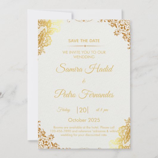 Elegante Gold Foil Wedding Invitation Kaart (Voorkant)
