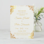 Elegante Gold Foil Wedding Invitation Kaart (Staand voorkant)