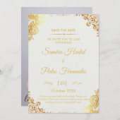Elegante Gold Foil Wedding Invitation Kaart (Voorkant / Achterkant)