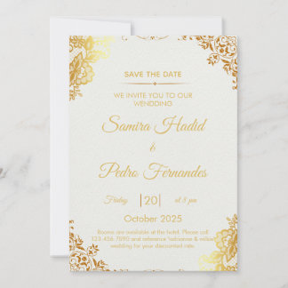 Elegante Gold Foil Wedding Invitation Kaart