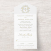 Elegante Gold Folie Crest Chinoiserie Wedding All In One Uitnodiging (Binnenkant)