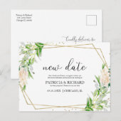 Elegante Gold Folie Groen Huwelijk Nieuwe Datum Briefkaart (Voorkant / Achterkant)