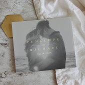 Elegante Gold Folie Monogram Eenvoudige Fotobruilo Gastenboek