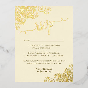 Elegante Gold Folie op Cream Wedding RSVP Kaart