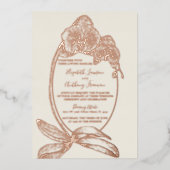 Elegante Gold Folie Orchidee Echte Folie bruiloft Folie Uitnodiging (Voorkant)