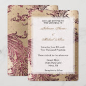 Elegante Gold Glam Bourgondië Harten Huwelijk Kaart (Voorkant / Achterkant)