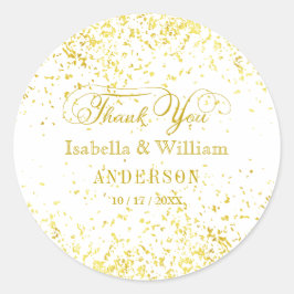Elegante Gold Glitter Confetti bruiloft Dank u Ronde Sticker