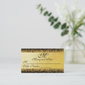Elegante Gold Glitter Confetti op zwart Plaatskaartje (Staand voorkant)