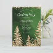 Elegante Gold Glitter Corporate Christmas Party Kaart (Staand voorkant)