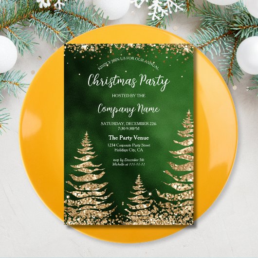 Elegante Gold Glitter Corporate Christmas Party Kaart