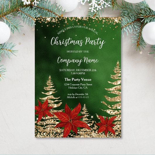 Elegante Gold Glitter Corporate Christmas Party Kaart