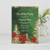 Elegante Gold Glitter Corporate Christmas Party Kaart (Staand voorkant)