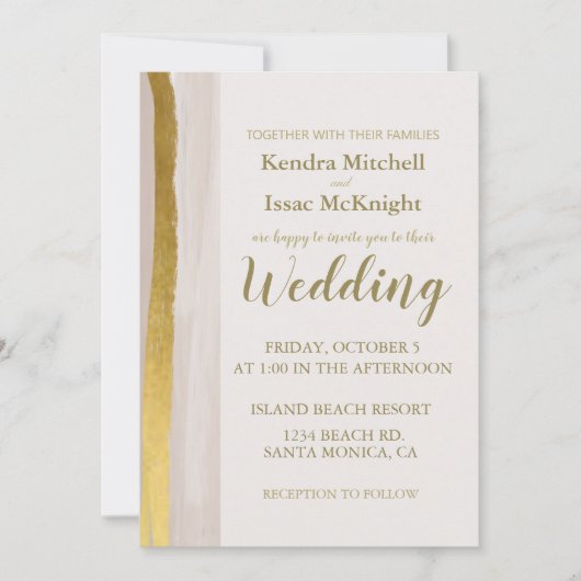 Elegante Gold Glitter Cream Classy Uitnodiging (Voorkant)