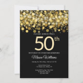 Elegante Gold Glitter String verlichting 50ste ver Kaart (Voorkant)