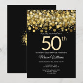 Elegante Gold Glitter String verlichting 50ste ver Kaart (Voorkant / Achterkant)