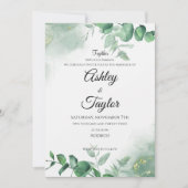 Elegante Gold & Greenery Waterverf bruiloft Kaart (Voorkant)