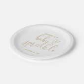 Elegante Gold Heart Script Baby Sprinkle Shower Papieren Bordje (Gekanteld)