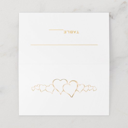 Elegante Gold Hearts Wedding Place kaarten Plaatskaartje (Buitenkant ongevouwen)