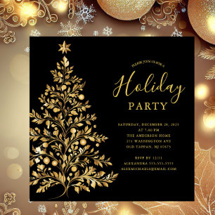 Elegante Gold Holiday Party uitnodiging