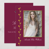 Elegante Gold Ivy en uw foto bordeauxBG Aankondiging (Voorkant / Achterkant)