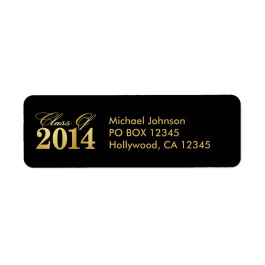 Elegante "Gold" Klasse van 2014 Afstuderen Etiket (Voorkant)