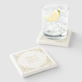 Elegante Gold Leaf gepersonaliseerde bruiloft Stenen Onderzetter (Zijkant)