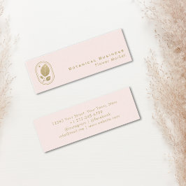 Elegante Gold Leaf Minimal Botanical Cream Pink Mini Visitekaartje