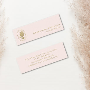 Elegante Gold Leaf Minimal Botanical Cream Pink Mini Visitekaartje