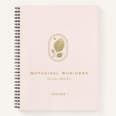 Elegante Gold Leaf Minimal Botanical Cream Pink Notitieboek (Voorkant)