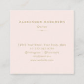 Elegante Gold Leaf Minimal Botanical Cream Pink Vierkante Visitekaartje (Achterkant)