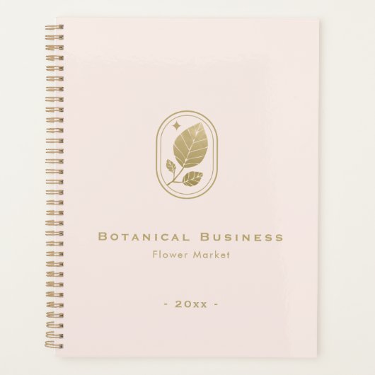 Elegante Gold Leaf Minimal Botanical Soft Pink Planner (Voorkant)