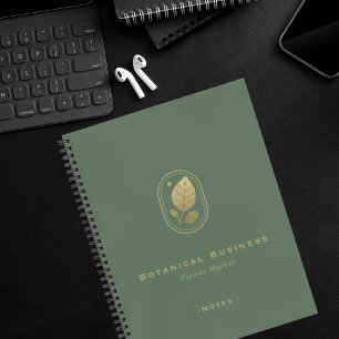 Elegante Gold Leaf Minimal Botanisch Groen Modern Notitieboek