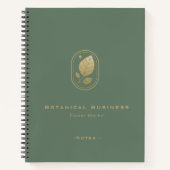 Elegante Gold Leaf Minimal Botanisch Groen Modern Notitieboek (Voorkant)