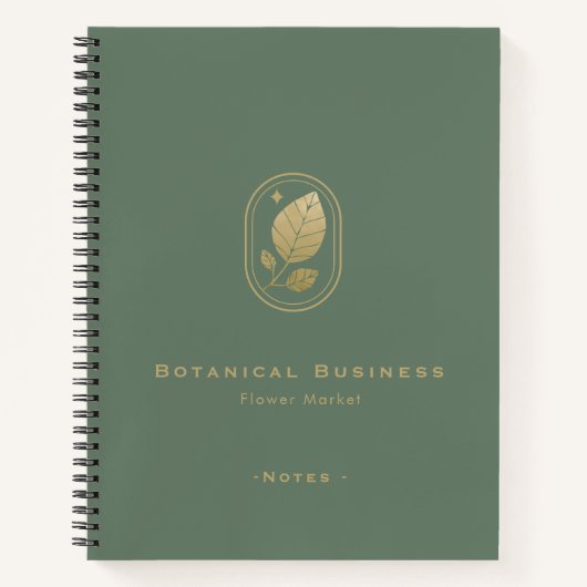 Elegante Gold Leaf Minimal Botanisch Groen Modern Notitieboek (Voorkant)