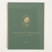 Elegante Gold Leaf Minimal Botanisch Groen Modern Planner (Voorkant)