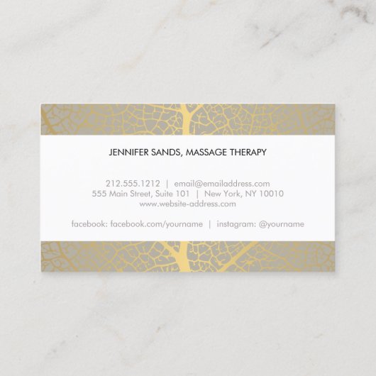 Elegante Gold Leaf Tree Pattern Loyalty Kaart Visitekaartje (Achterkant)