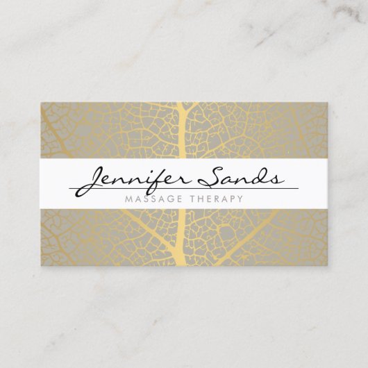 Elegante Gold Leaf Tree Pattern QR-code Visitekaartje (Voorkant)
