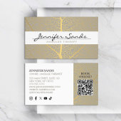 Elegante Gold Leaf Tree Pattern QR-code Visitekaartje