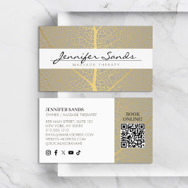 Elegante Gold Leaf Tree Pattern QR-code Visitekaartje