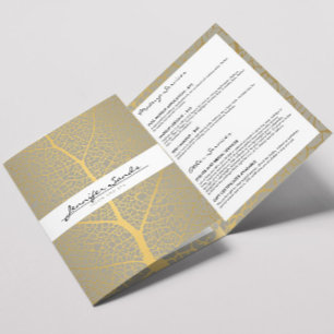 Elegante Gold Leaf Tree Pattern Salon Brochure Drieluik Kaart