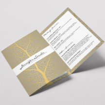 Elegante Gold Leaf Tree Pattern Salon Brochure