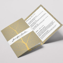 Elegante Gold Leaf Tree Pattern Salon Brochure Drieluik Kaart