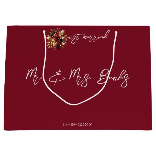 Elegante Gold Leaf trouwfoto net getrouwd Groot Cadeauzakje (Voorkant)