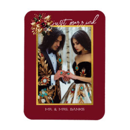 Elegante Gold Leaf trouwfoto net getrouwd Magneet
