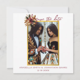 Elegante Gold Leaf Trouwfoto Sla de datum op Save The Date