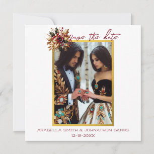 Elegante Gold Leaf Trouwfoto Sla de datum op Save The Date