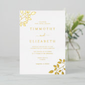 Elegante Gold Leaf Wedding Folie Uitnodiging (Staand Voorkant)