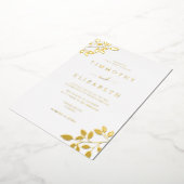 Elegante Gold Leaf Wedding Folie Uitnodiging (Gedraaid)